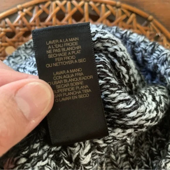 FRYE | NWT Black Charcoal White Marled Beanie with Pom Pom OS - Picture 15 of 15